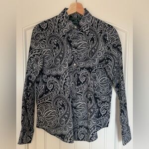 Ralph Lauren Black & White Paisley Shirt - No Iron